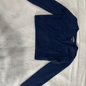 Forever 21 Deep Blue Ribbed V-Neck Top